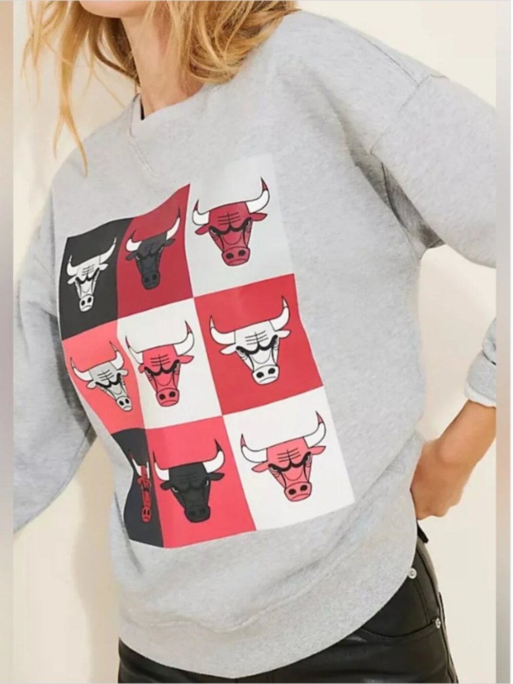 NBA Terez Anthropologie Chicago Bulls Cotton Grey Sweatshirt size M